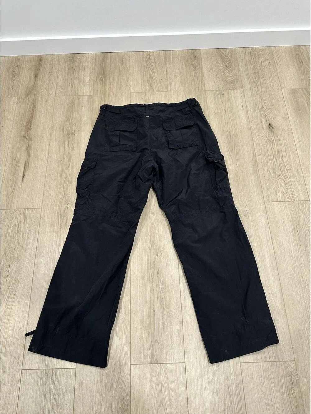 Vintage Y2K Gap Black Cargo Paratrooper Parachute Pants XL